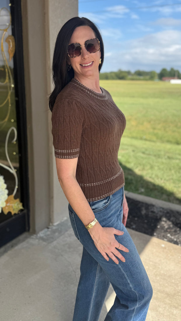 Cocoa Cable Knit Top