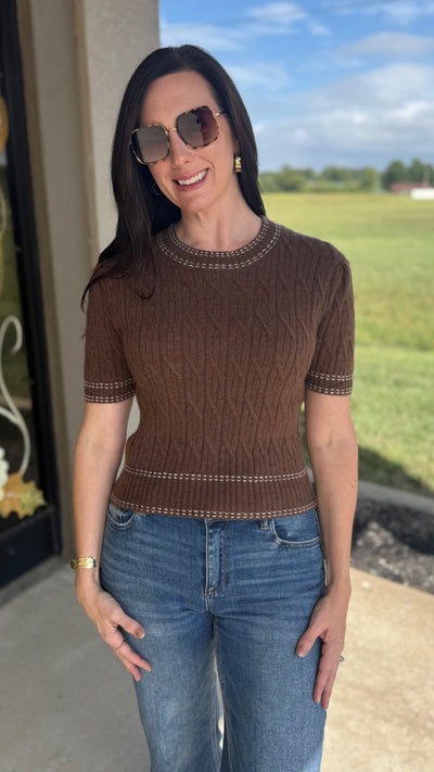 Cocoa Cable Knit Top
