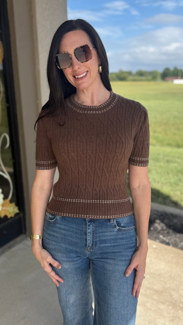 Cocoa Cable Knit Top