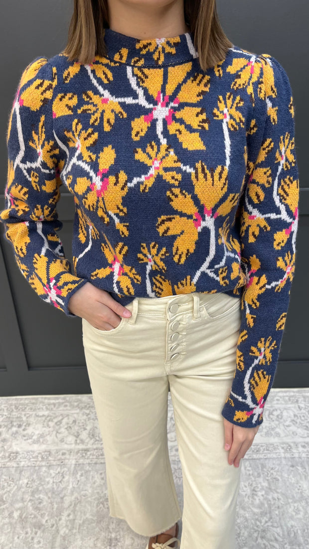The Navy Bloom Sweater