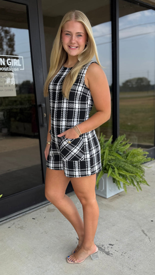 City Girl Tweed Romper