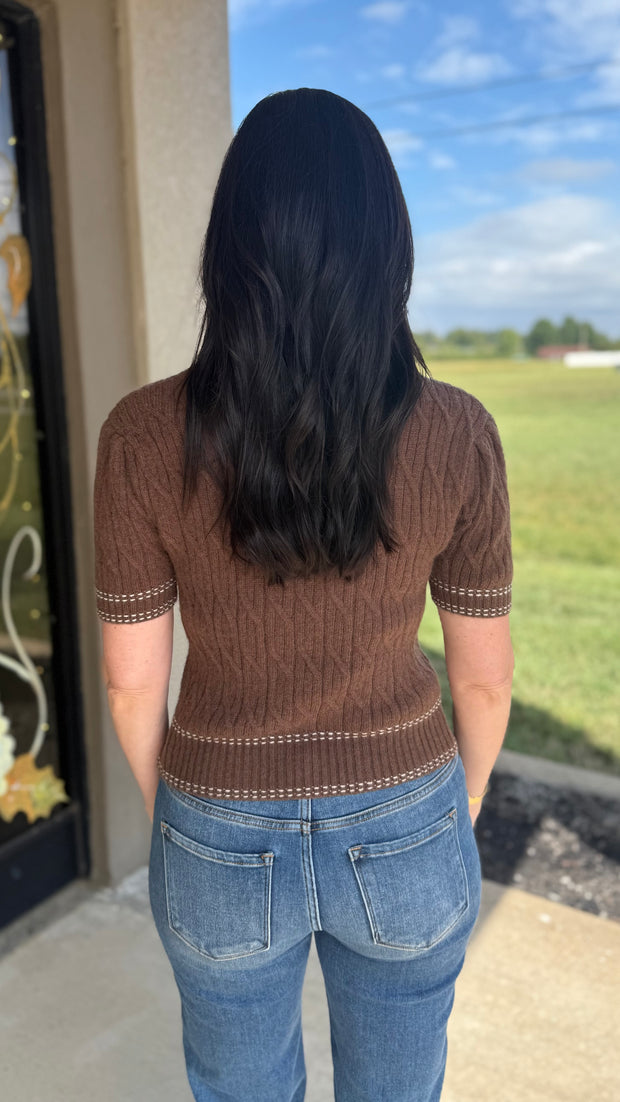 Cocoa Cable Knit Top