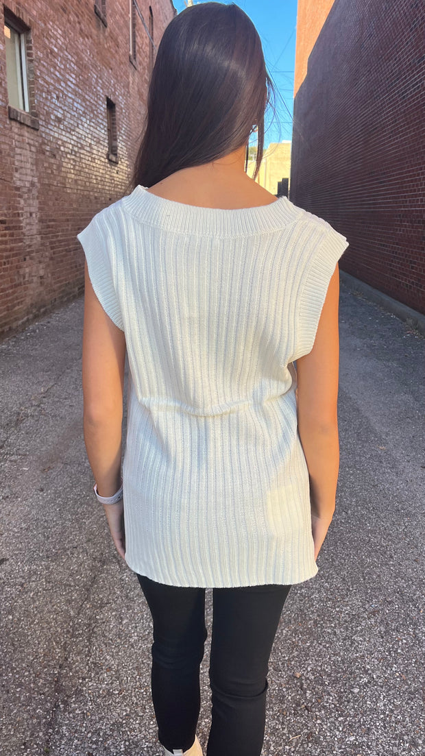Ivory Knit Sweater Vest